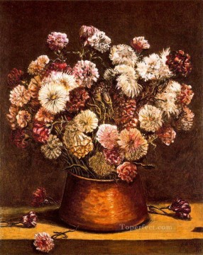 Impressionist Still Life Painting - still life with flowers in copper bowl Giorgio de Chirico Impressionist